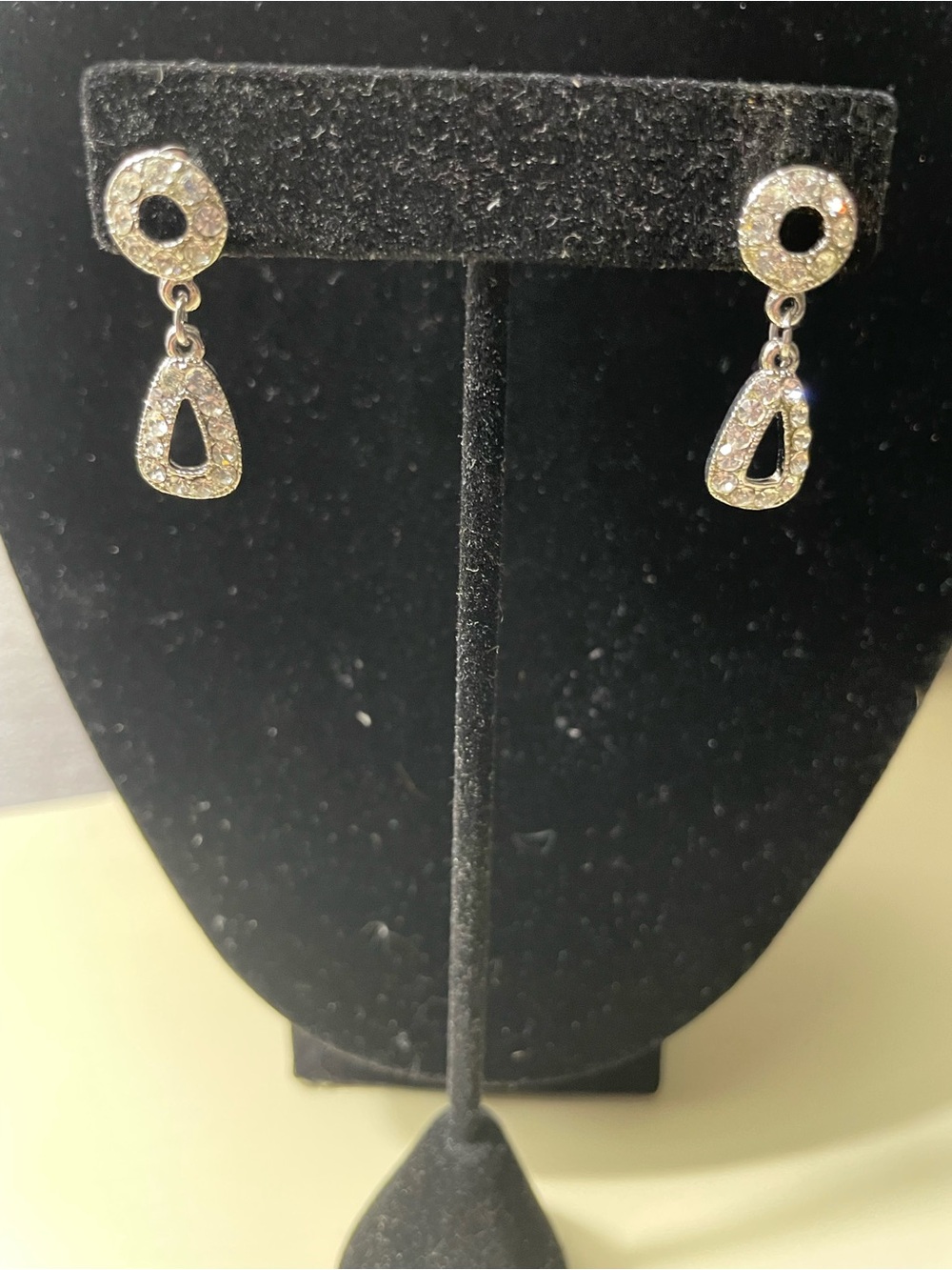 Silver Crystal Teardrop Necklace and Earrings Set - Silver Tone - Picture 6 of 13